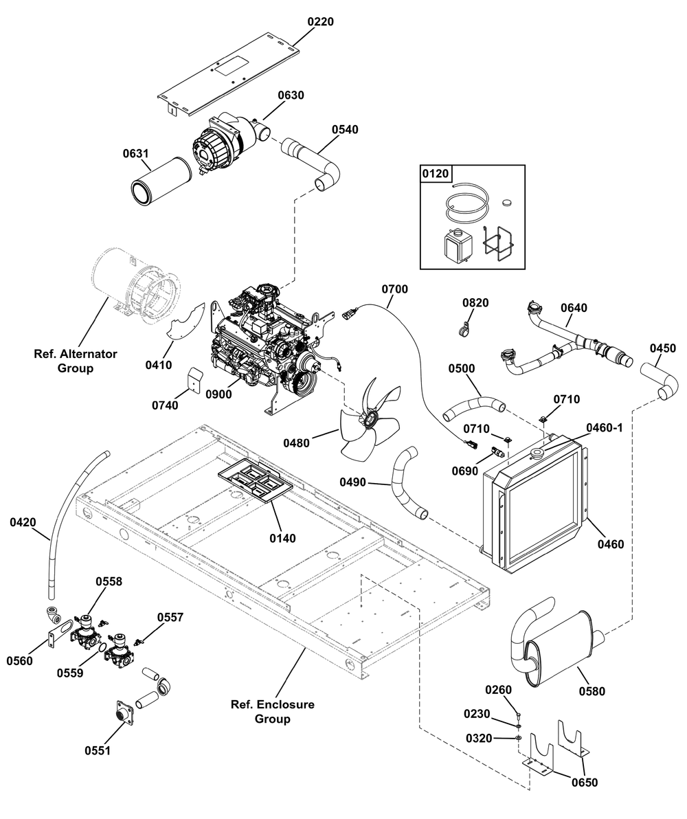Engine Group Diagram and Parts List for 076160-05  Briggs and Stratton Generator